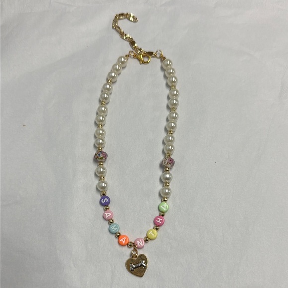 Handmade Other - Colorful Beaded Necklace with Heart Charm For personalized handmade pets